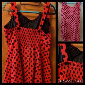 Red & Black Polkadot Swing Dress